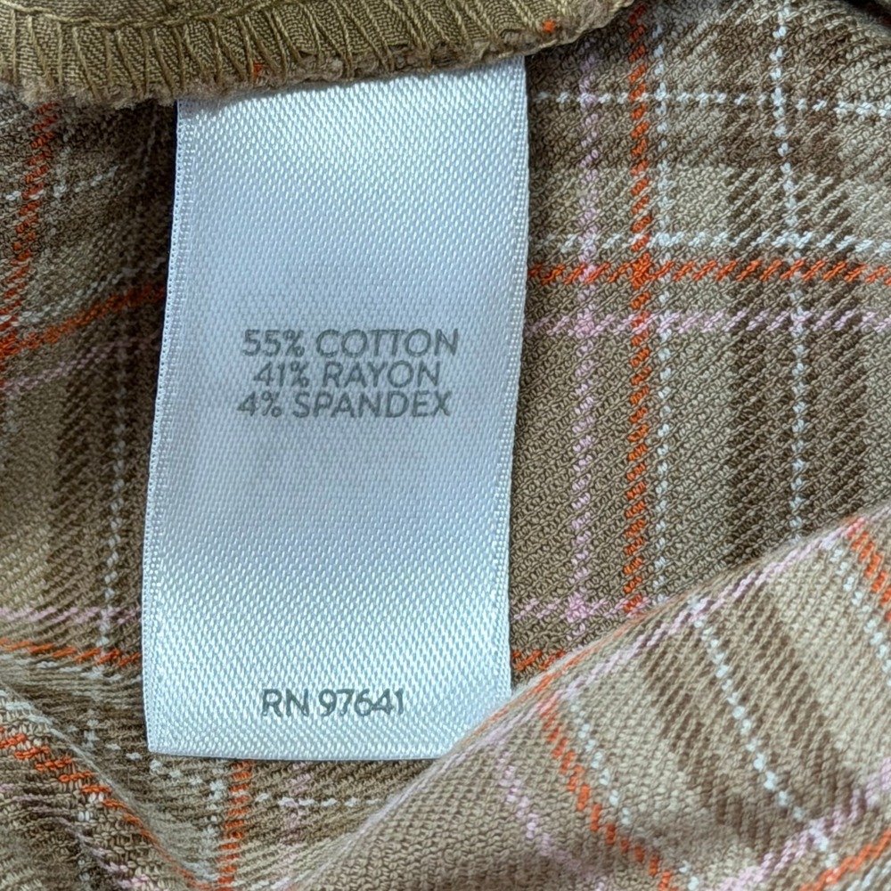 J. Jill Wearever Bi-Stretch Pants Womens 4 Camel Multi Plaid NWT Trousers - Picture 5 of 12